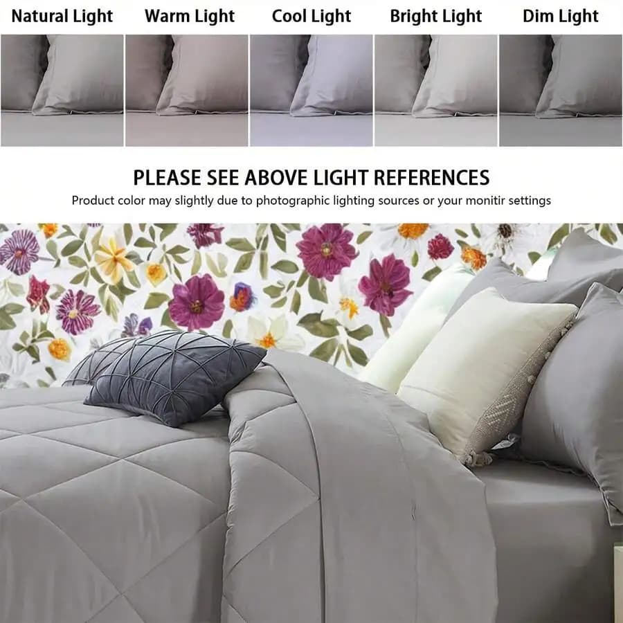 7 Piece Queen Bed Linen Set with Geometric Pattern, Soft and Breathable Fabric