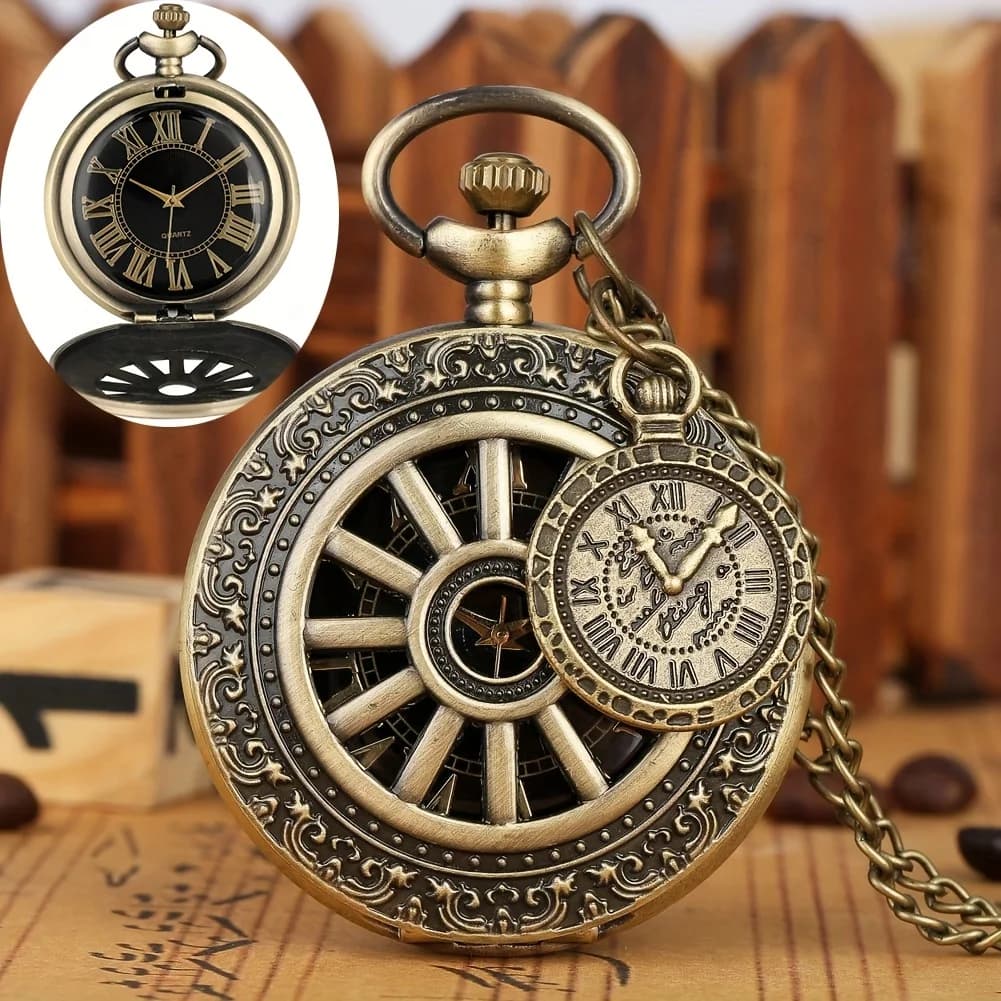 Qing Gu Pocket Watch with Vibration Cava Watch Digital Quartz Pocket Roman Decoration Fashion Trend Pendant for Men and Women