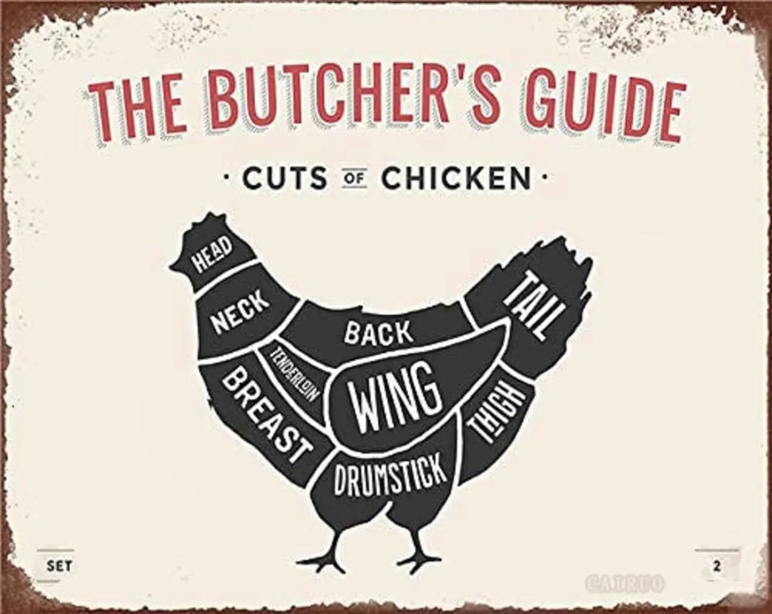 Tin Sign For Butcher's Curts of Chicken Knives Metal Sign Family Farmhouse Wall Kitchen Decoration 8x12 Inch