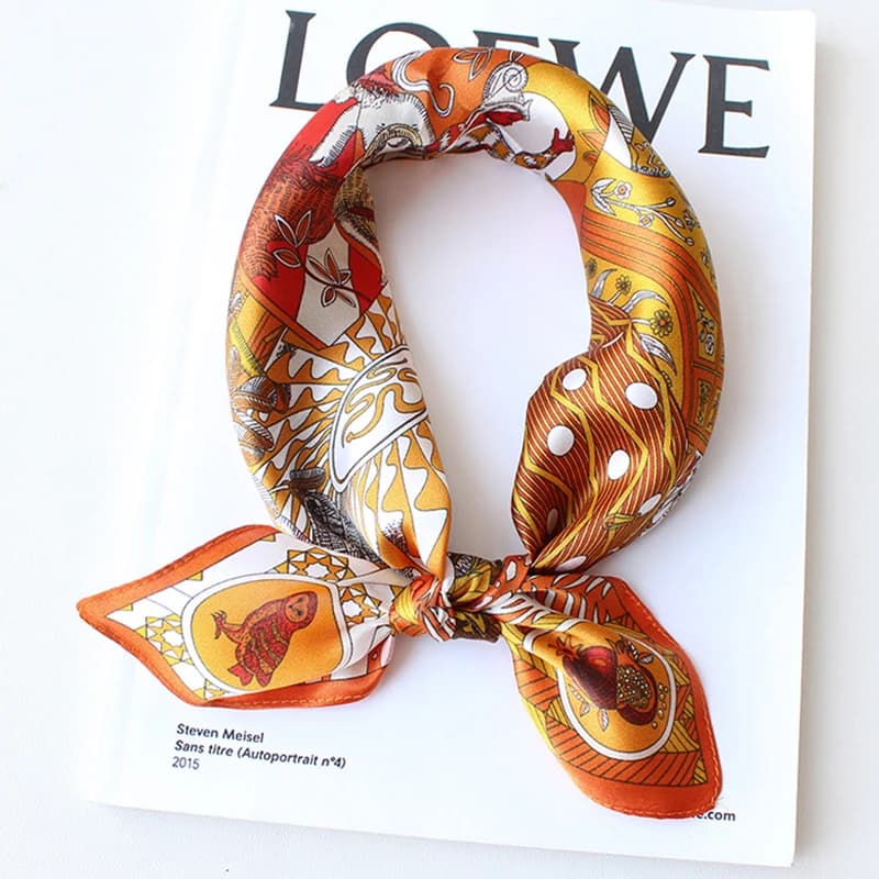 53×53cm 100% Mulberry Silk Satin Scarf For Women Luxury Brand Square Small Size Smooth Soft Travel Shawl And Wraps Spring Autumn