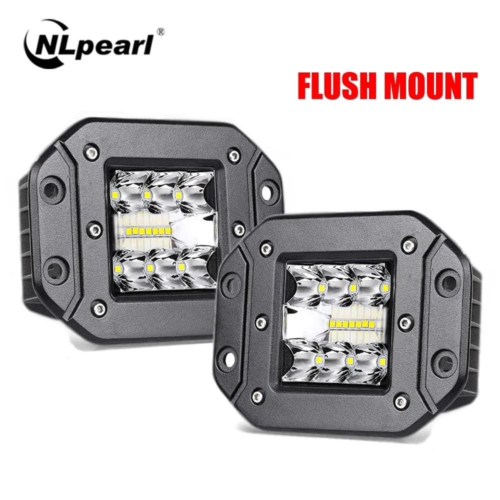 Nlpearl 5 "barra luminosa da lavoro a LED con montaggio a incasso OffRoad 12V 24V Spot Flood barra luminosa a LED per auto barca SUV 4x4 camion Jeep ATV faro