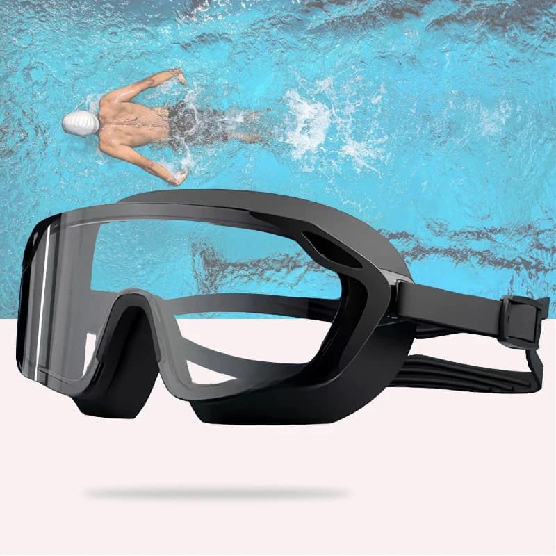 Women's Frameless HD Swimwear Women's Frame Waterproof Silicone Swimming Glasses With Large Frame UV400 Mirrored