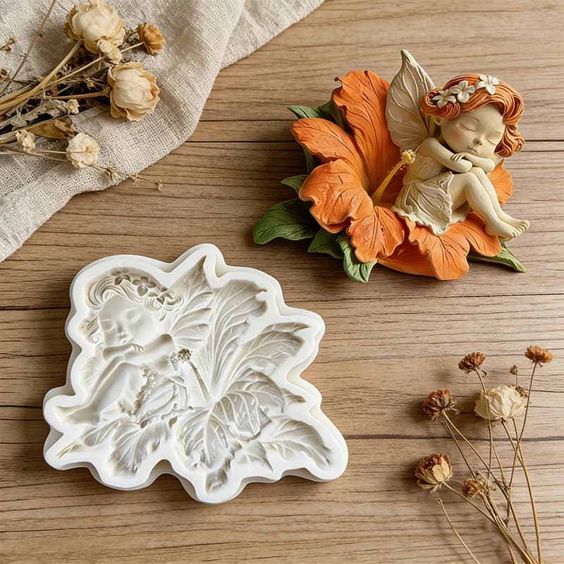 Stampo in silicone a forma di fata dei fiori, stampo per colla a goccia, utilizzato per realizzare artigianato in resina e gesso, e per decorare ciondoli.