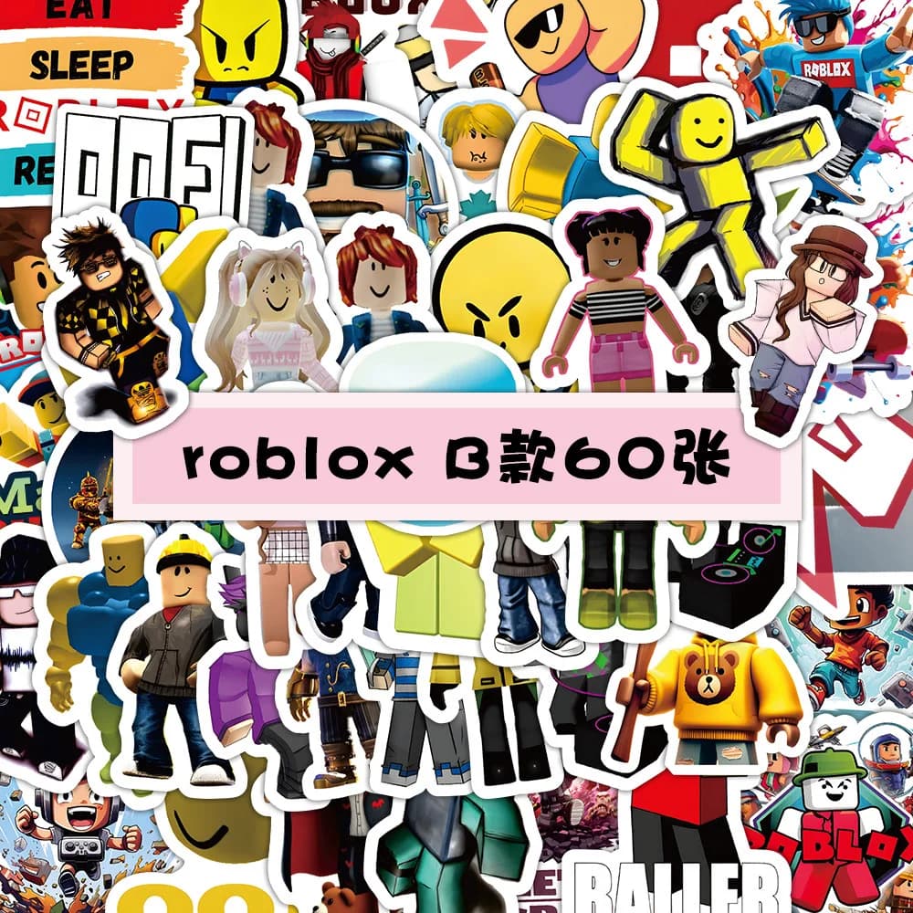 Roblox 60 Pezzi Adesivi Unici a Forma Irregolare Non Ripetitivi per Decorazione di Valigie, Frigoriferi, Tazze, Quaderni e Laptop
