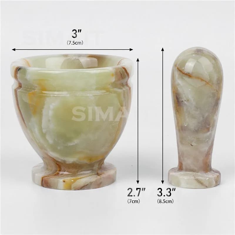 3 Inch Handmade Green Marble Mortar and Pestle Set, Diameter 3" Solid Marble Spice Grinder Bowl, Kitchen Garlic Nut Crusher