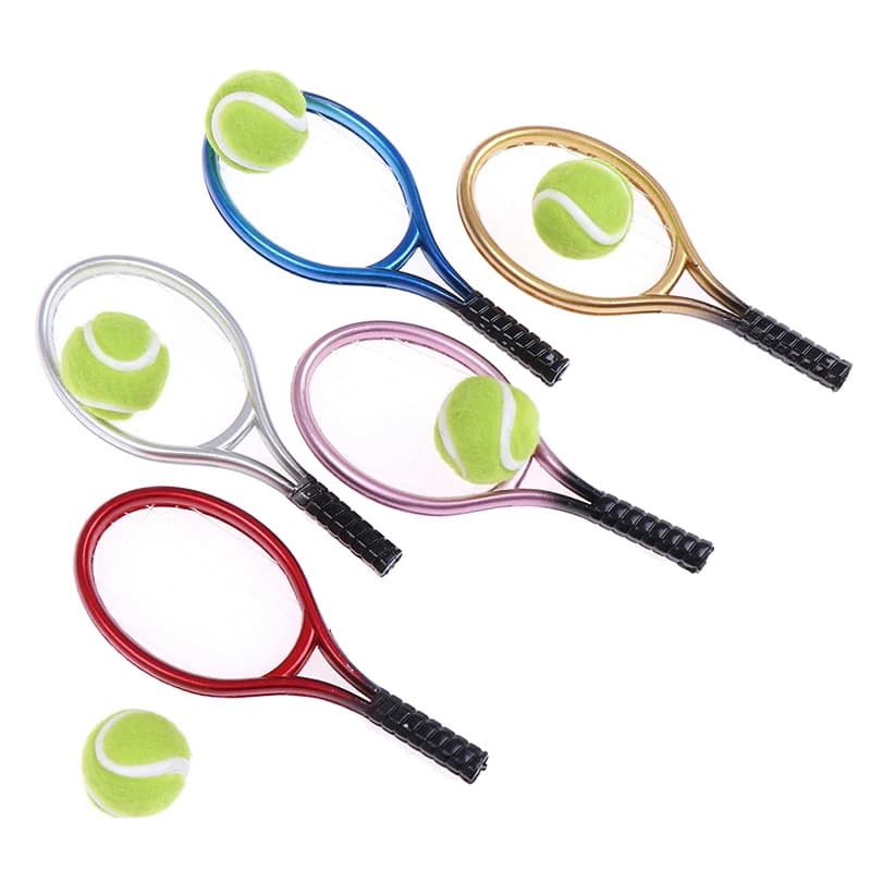 1:6 1:12 Casa delle bambole in miniatura 1 racchetta da tennis + 1 accessori per bambole con palline