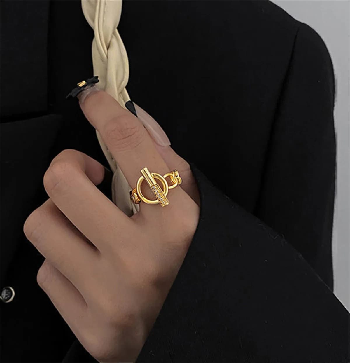 Anello Micro intarsiato a otto stelle moda femminile semplice luce lusso minoranza Design anello dito indice temperamento gioielli femminili