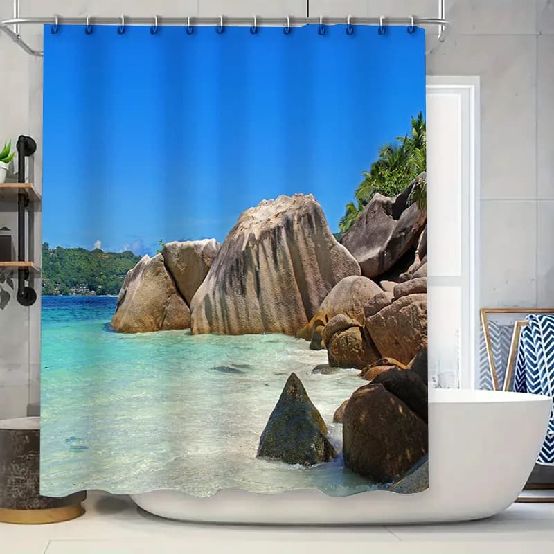 Black Paw Print Shower Curtain 3D Animal Pattern Decorative Bath Room Hanging Liner Waterproof Polyester Fabric