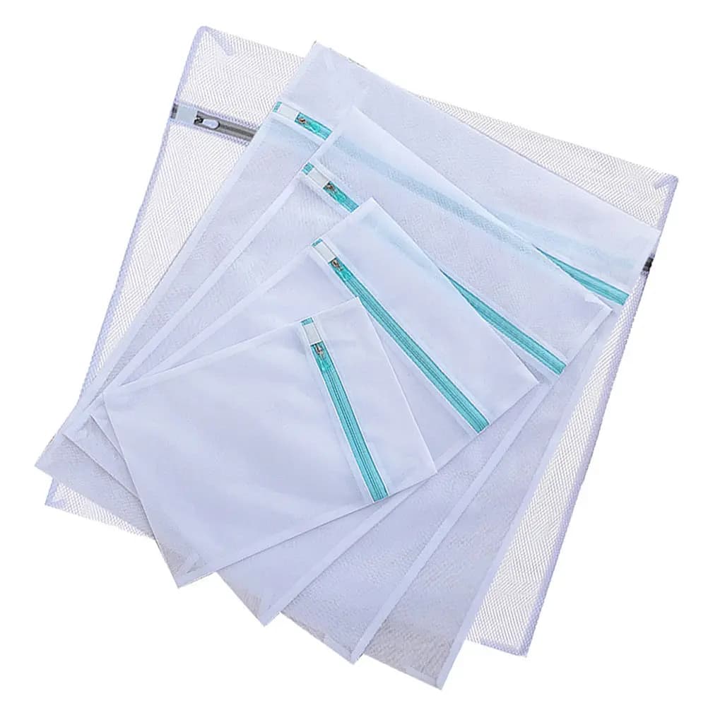 5Pcs Fine Mesh Laundry Bags Zipper Wash Organize Protect Delicate Clothes Blouse Socks Underwear Travel Packing Organizer