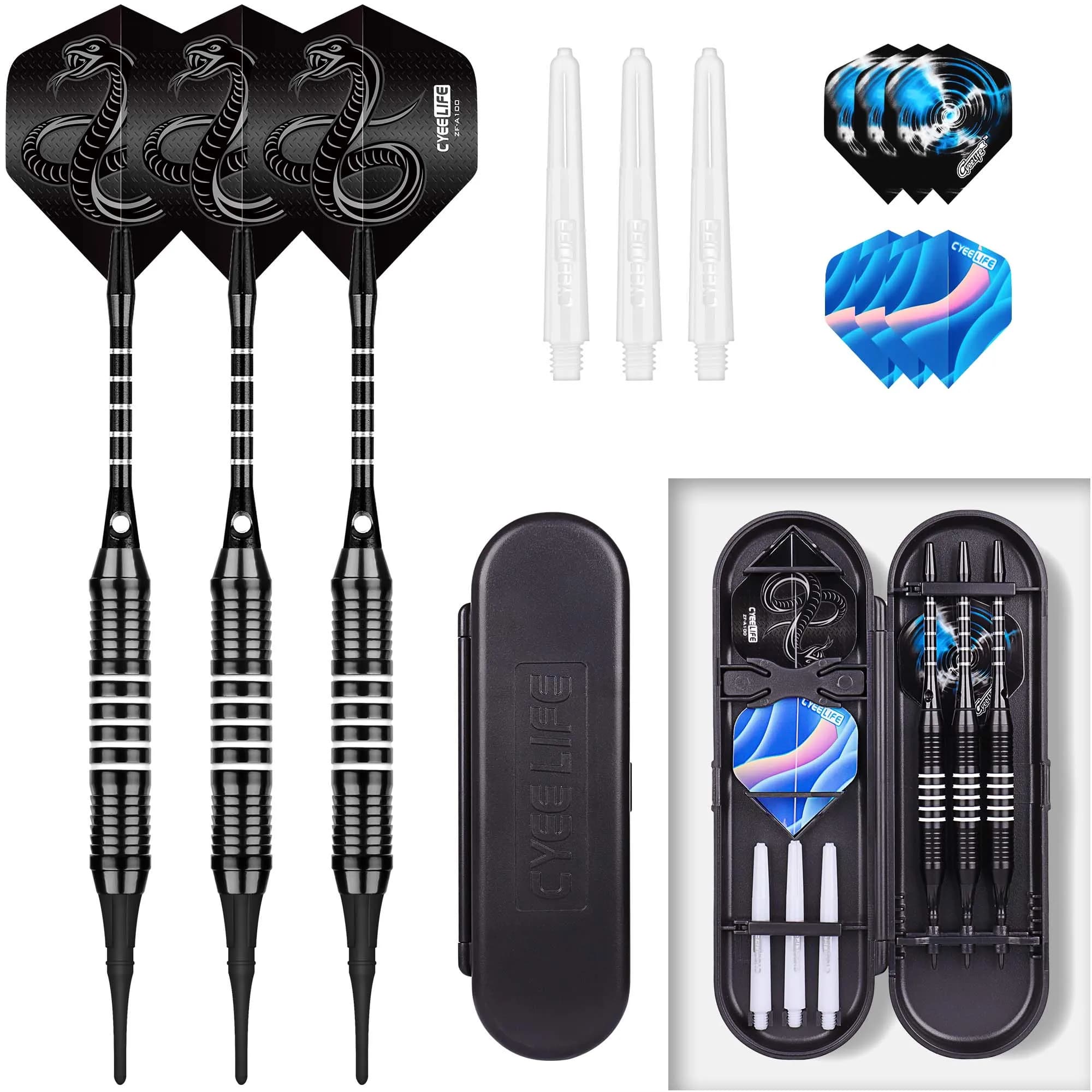 CyeeLife 18g Freccette con punta morbida Set di freccette professionali con punta in plastica per interni per giochi di freccette elettroniche Scatola di plastica