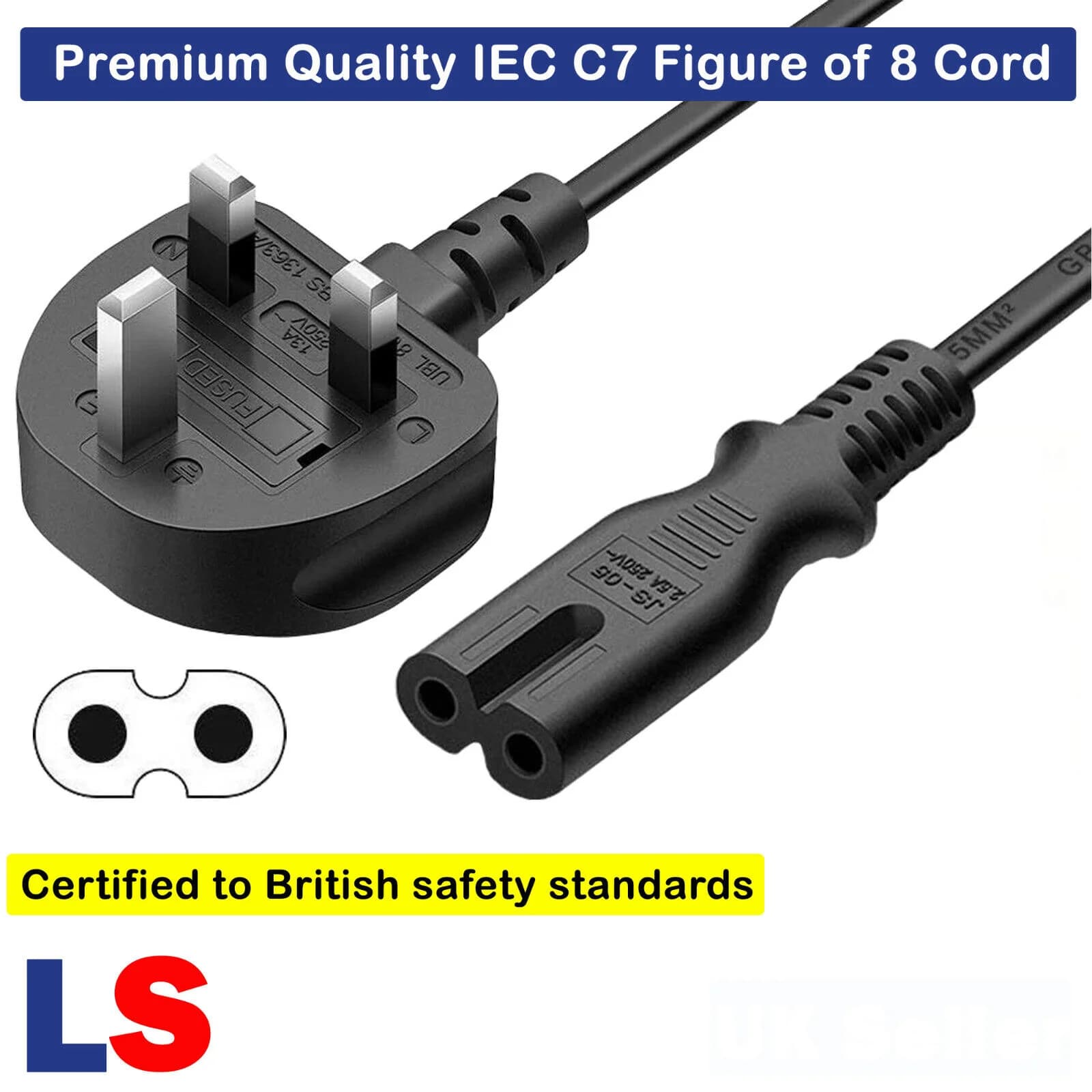 Figure 8 UK cable plug cable C7 for Samsung/LG/ Panasonic LED TV cable for Laptop table lamp power cable for Audio printer