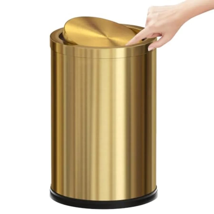 Cestino per Rifiuti in Ottone da 2,4 Galloni, Elegante e Moderno, per Bagno, Toilette e Camera da Letto