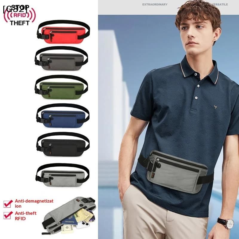 Anti-Theft Travel Hidden Wais Unisex Multi-Functional Close-Fit Passport & ID Holder Splash-Resistant Lightweight Waist Bag【G32】