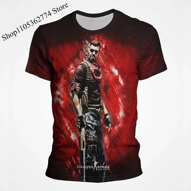 T-shirt Grafica CS GO da Uomo, Maglietta Estiva a Maniche Corte con Collo a O, Stampa 3D Integrale, T-shirt Oversize da Uomo, Abbigliamento Maschile