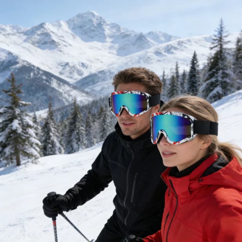 Occhiali da Sci con Montatura Grande e Lenti Colorate, Antiurto e Antiriflesso, per Sport Invernali all'Aperto, Snowboard e Sci