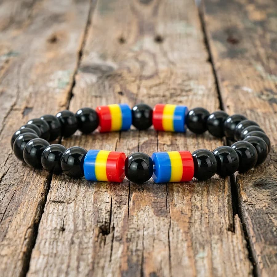 Bracciale Unico da Uomo con Pietra di Ossidiana da 8mm, Braccialetto Curativo per Meditazione, Versatile e Casual, Disponibile in 5 Colori, Gioiello Cool per Motociclisti
