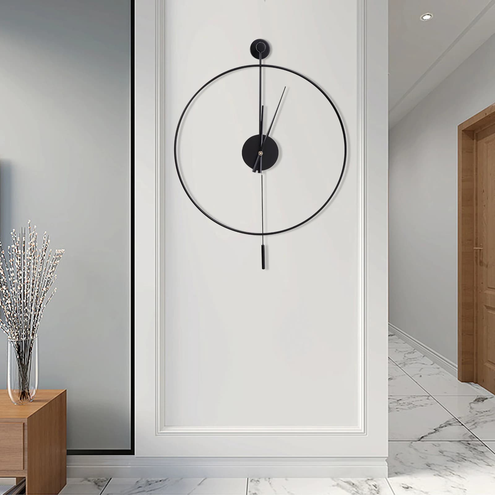 Minimalist Wall Clock Round Home Clock Silent Large Modern Art Decoration Home 23.6 inches