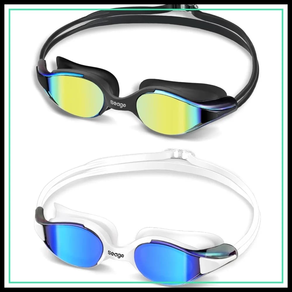 Occhialini da nuoto Seago Racing per adulti, in silicone, con visione chiara, senza perdite, antiappannamento, protezione UV, occhialini da nuoto subacquei per allenamento e competizione
