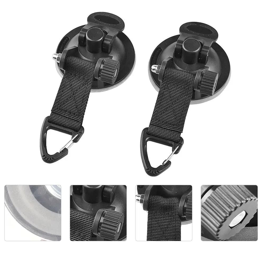2 Pezzi Ganci a Ventosa Resistenti per Tende, Campeggio, Casa, Bagno, Cucina, Appendiabiti da Parete Senza Foratura