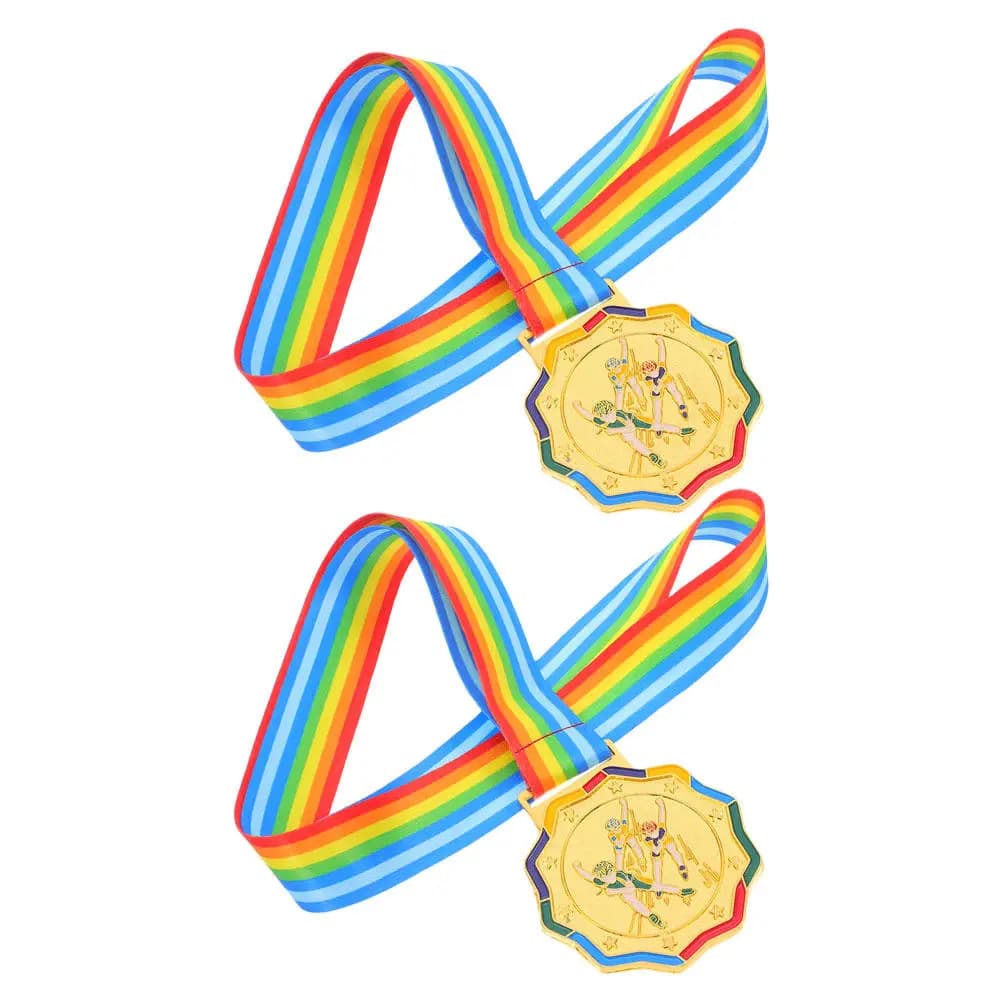 2 medaglie d'oro per pattinaggio su ghiaccio, medaglia per prestazioni, orientata agli giovani, leggera, comoda, con nastro per appendere, per la scuola materna