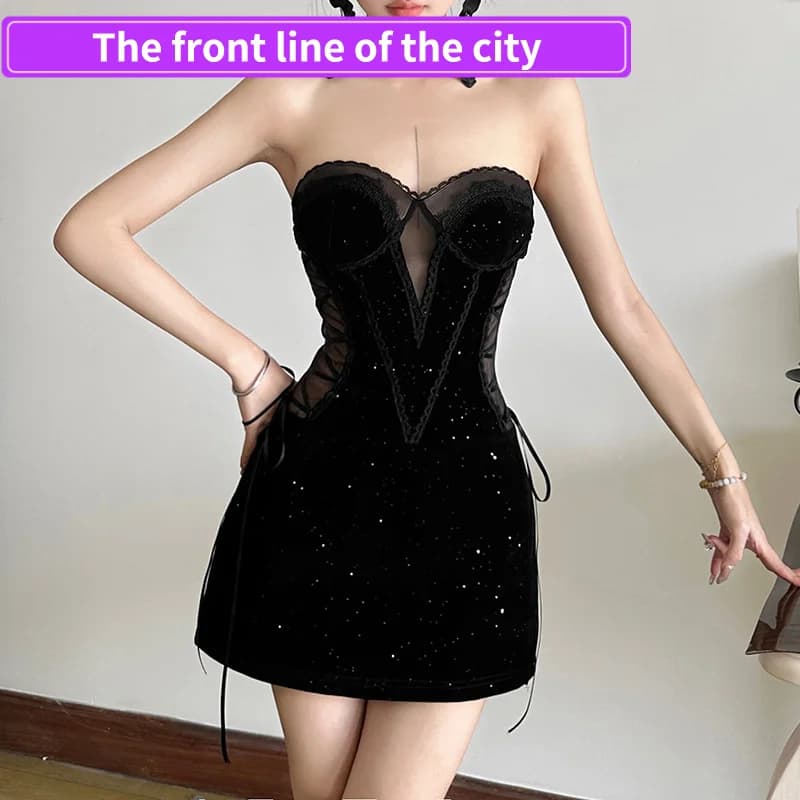 Sexy Slim Lace Ne Dr for Women Autumn Winter New Sle Color Streetwear High Waist A-Line Skirt Bal Polyester