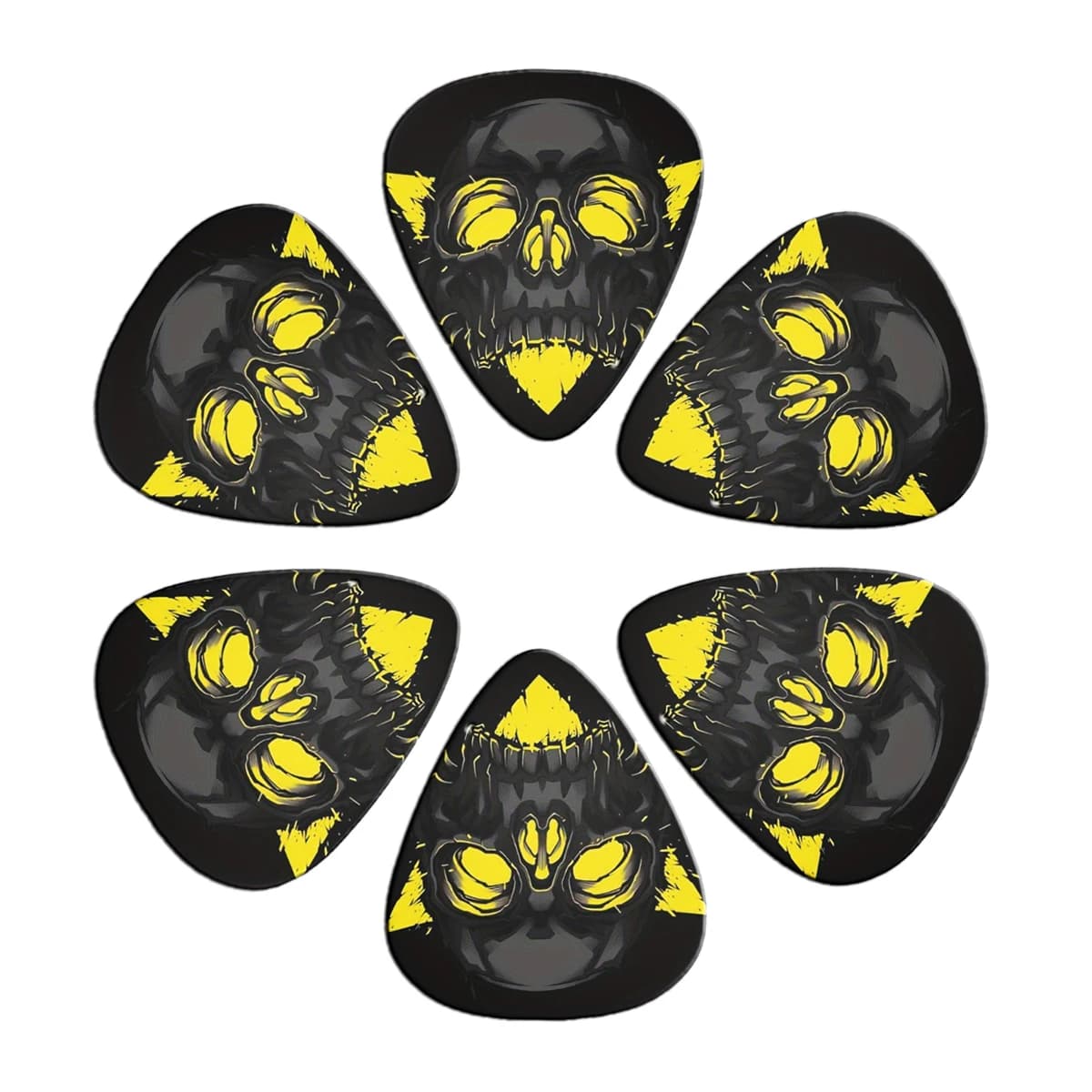 Nuovo set di plettri per chitarra Set da 6 pezzi - Plettri stampati colorati fronte-retro per elettrico/basso, set regalo di accessori per chitarra durevoli