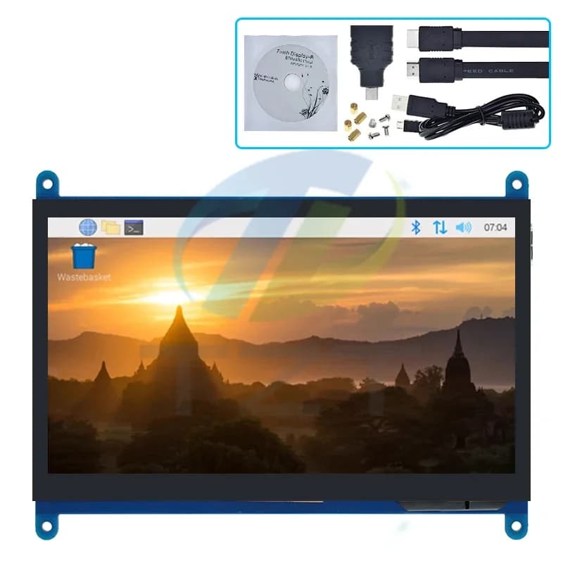 7 Inch LCD Display Compatible Touch Screen HDMI Resolution 800x480 Capacitive Touch Screen Support Systems for Raspberry Pi