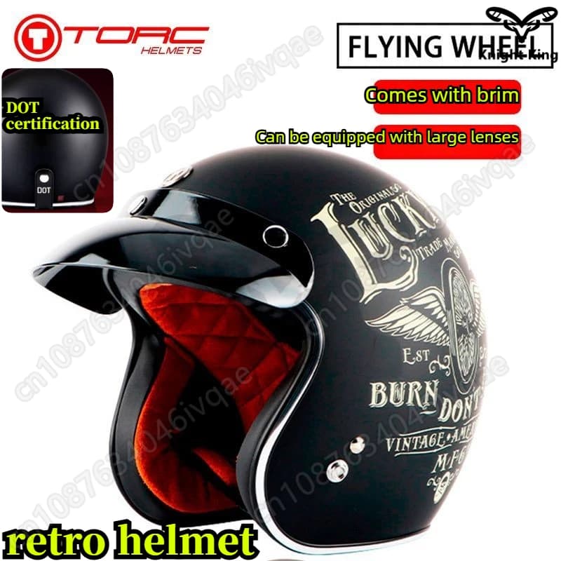 TORC T50 Motorcycle Retro Helmet Men Women's Cruising DOT Half Helmet Locomotive Summer scooter or motorbike helmet