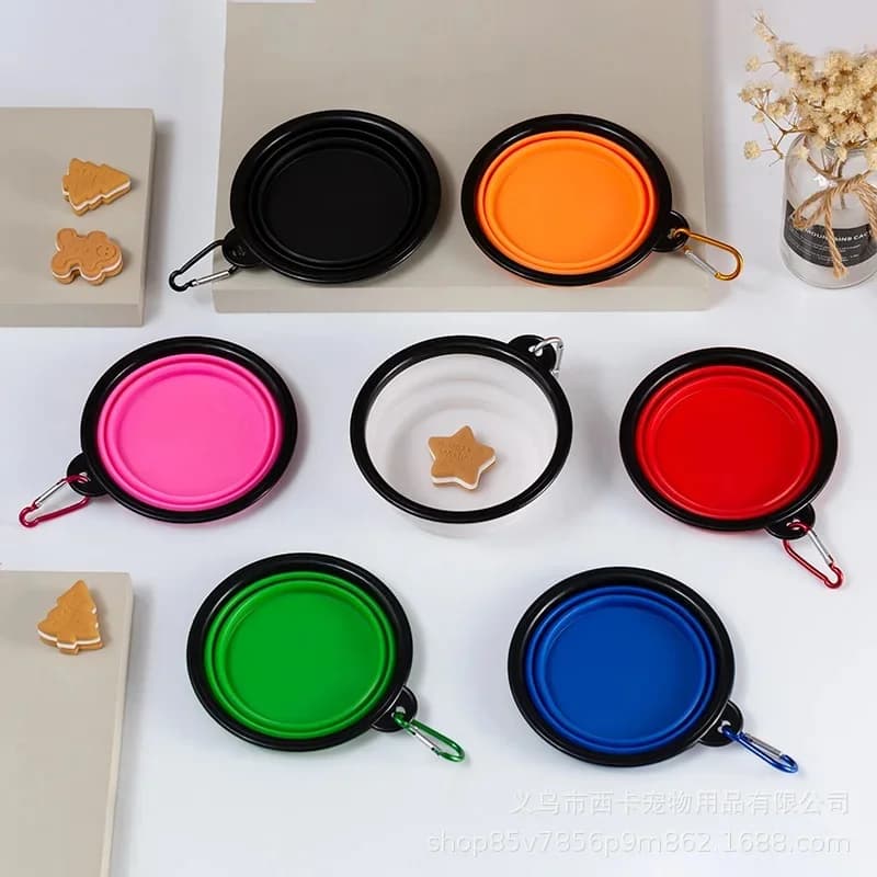1-4pcs 350/650/1000ml Large Collapsible Dog Pet Folding Silicone Bowl Outdoor Travel Portable Puppy Food Container Feeder Dish