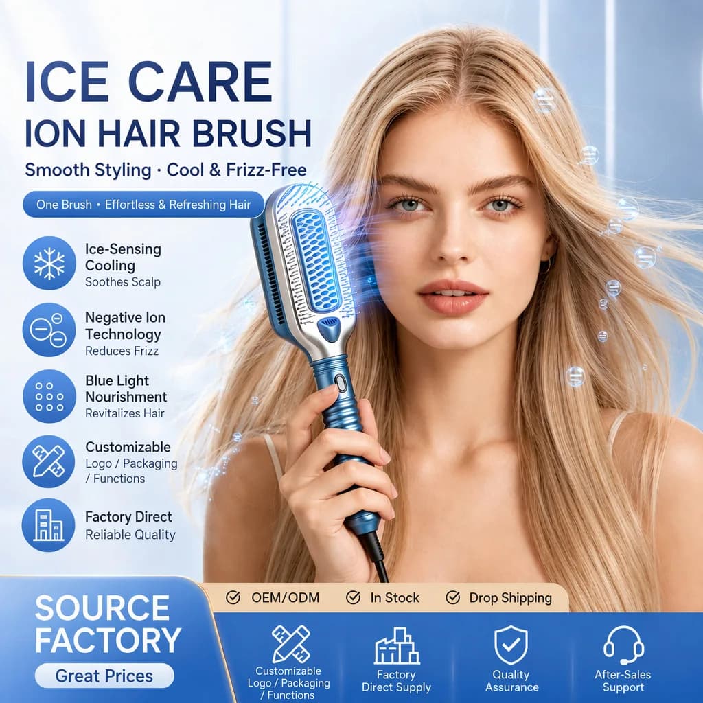 Popular cold air straightening comb, negative ion hair care multifunctional portable ice comb