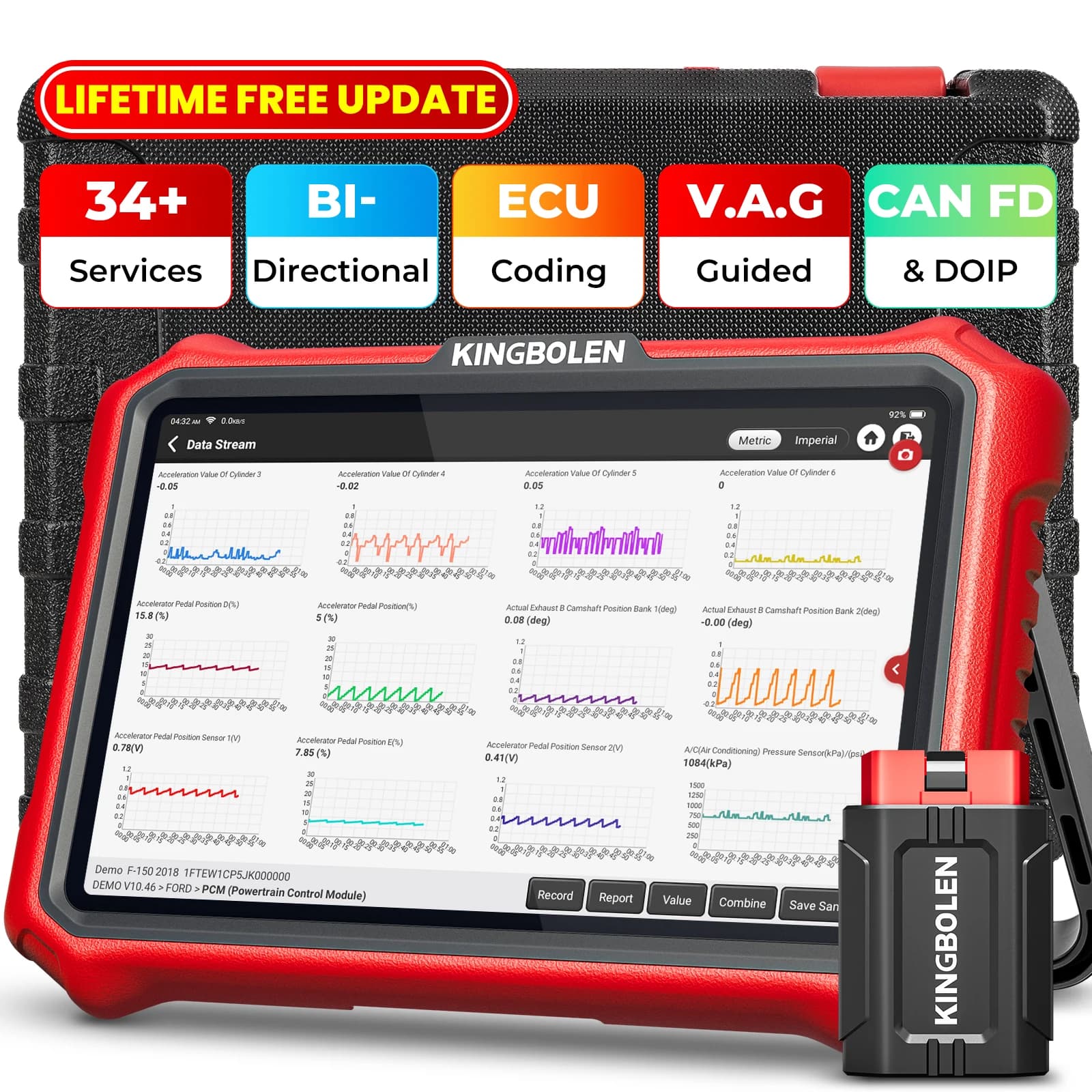 【Aggiornamenti gratuiti a vita】Nuovissimo KINGBOLEN K8 PRO Strumenti diagnostici avanzati per auto Codifica ECU Test bidirezionale CAN FD DOIP 34 Reset