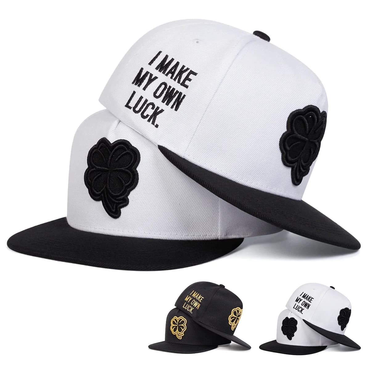 Unisex hats with four-leaf embroidery, hip-hop style, for spring and autumn, adjustable, sports, casual, baseball, with sun protection.