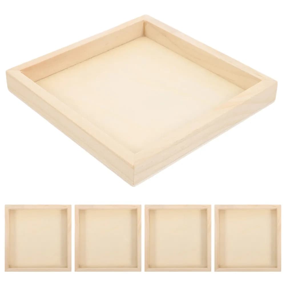 Set di 5 Vassoi in Legno per Puzzle 3D, Finitura Naturale, Leggeri e Robusti, Vassoi Quadrati per Puzzle Multidimensionali a Sei Lati