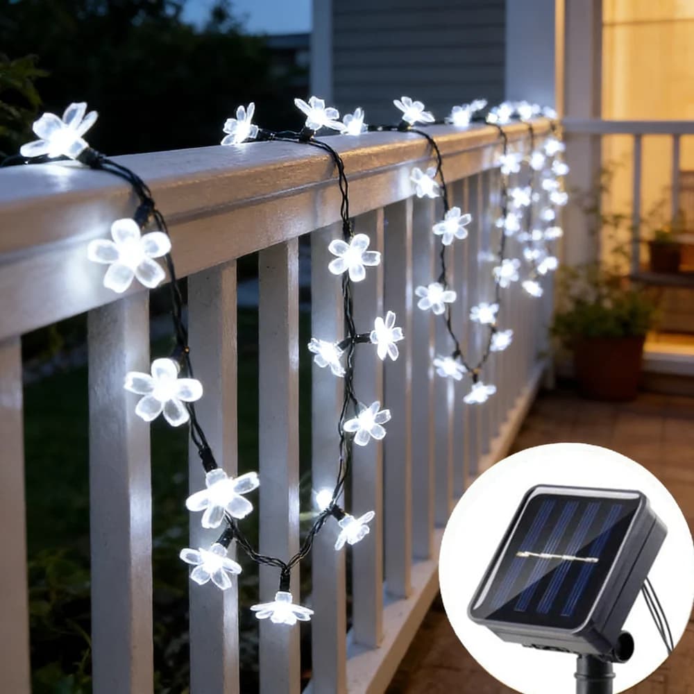 Luci Solari a Forma di Fiore per Esterni 5/7/12M, Decorazione per Giardino, Luci LED per Feste di Natale, Illuminazione per Matrimoni e Casa