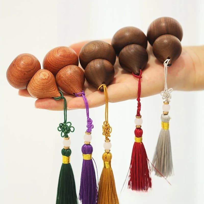 1ml Solid Wood Gourd Car Diffuser Pendant Chinese Knot Tassel Essential Oil Aroma Hanging Ornament Auto Interior Fragrance Decor