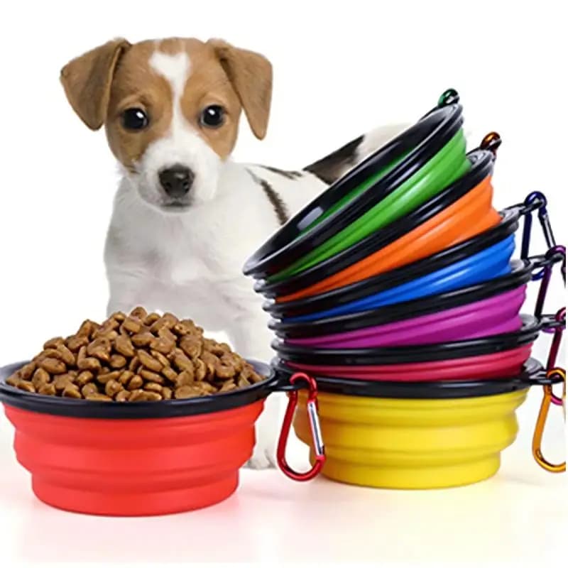 1/2Pcs Cat Food Feeding Pet Folding Bowl Drinking Water Portable Dog Bowl Dog Basin Silicone Pet Bowl