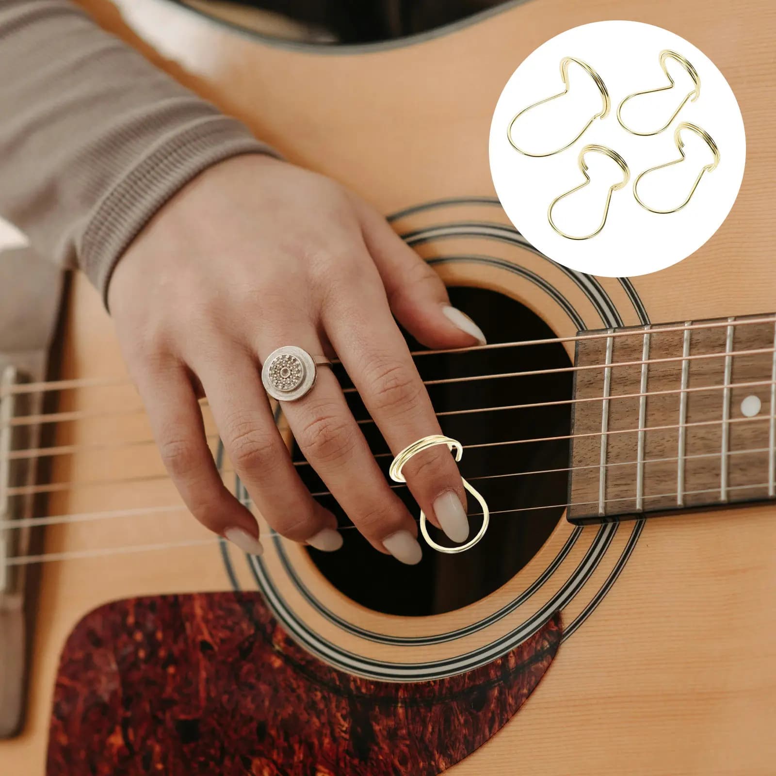 4 Pezzi Plettri a Forma di Farfalla in Metallo Argentato per Chitarra e Basso, Regolabili, Comodi e Portatili, Strumento Musicale