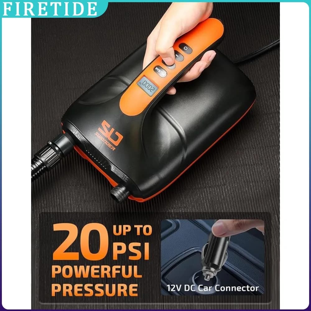 Portable 12V SUP Air Pump for Kayak,Boat Outdoor Camping 20PSI High Pressure Digital Electric Air Pump for Stand Up Paddle Board