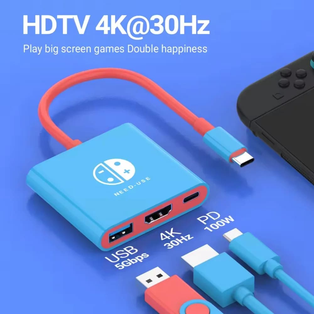 For Switch 2 Host Projection Cable Portable Switch 1 Docking Station TYPE-C Hub HDMI/4K USB 3.0 ROG ALLY Universal Projection Ca