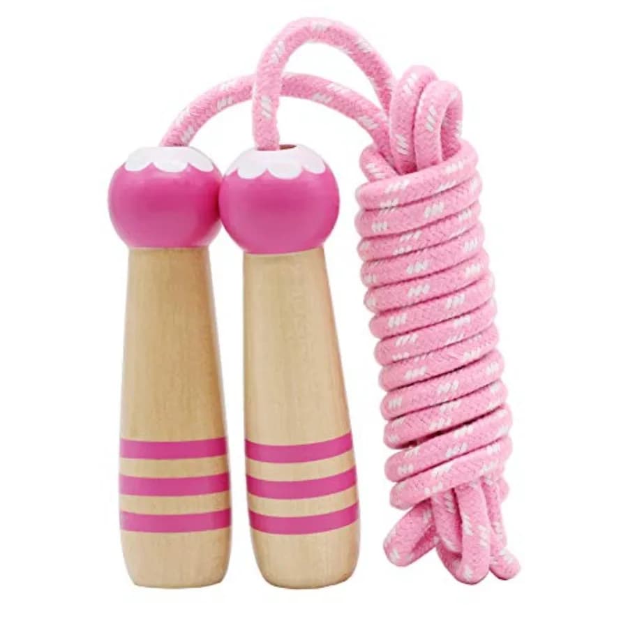 Corda per saltare, corda per saltare in cotone regolabile da 7 piedi con manico in legno per esercizi fitness all'aperto per ragazzi e ragazze