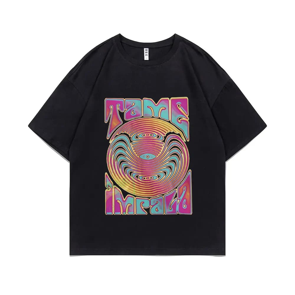 Tame Impala Band Graphic Tshirt uomo donna Vintage oversize Streetwear uomo Lndie Pop Rock Music T-shirt T-shirt in cotone maschile