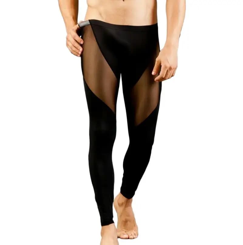 Legging pigiama termico autunnale da uomo, intimo collant sottili, fondo caldo trasparente per indumenti da notte, mutande termiche in rete