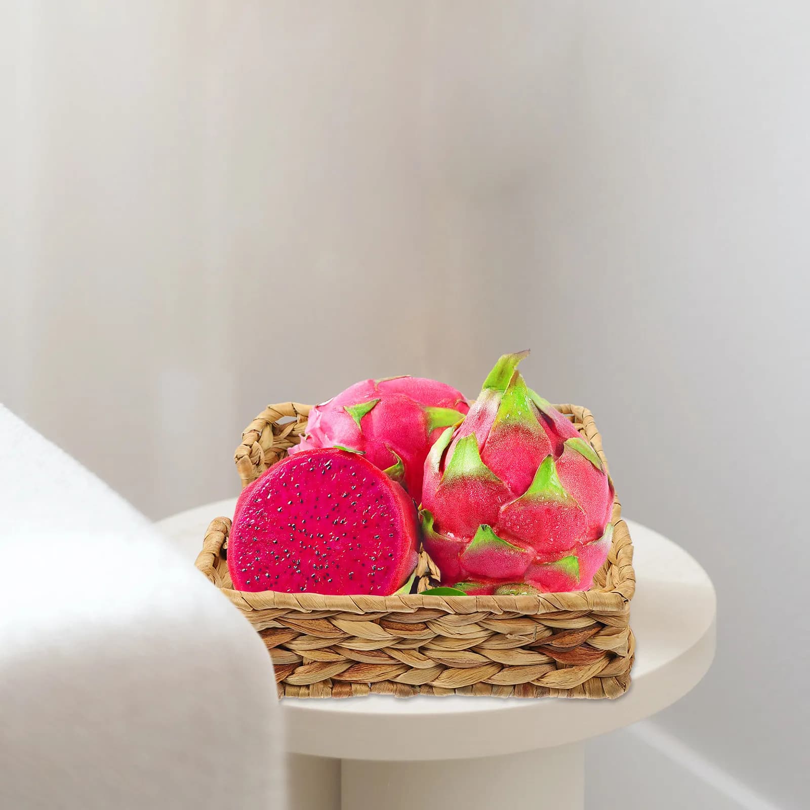 Cesto Rettangolare Portaoggetti in Paglia Intrecciato a Mano, Cesto Decorativo per Esposizione su Scrivania, Scaffale, Frutta, Fiori Secchi, Oggetti Vari