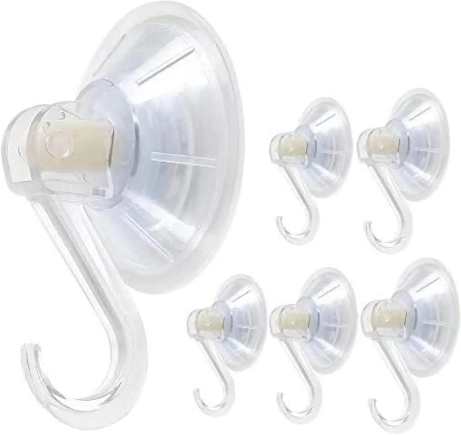 Confezione da 6 Ganci a Ventosa in Plastica Trasparente, Ganci a Vuoto Resistenti per Asciugamani, Cappotti, Spugne in Bagno, Cucina, Doccia