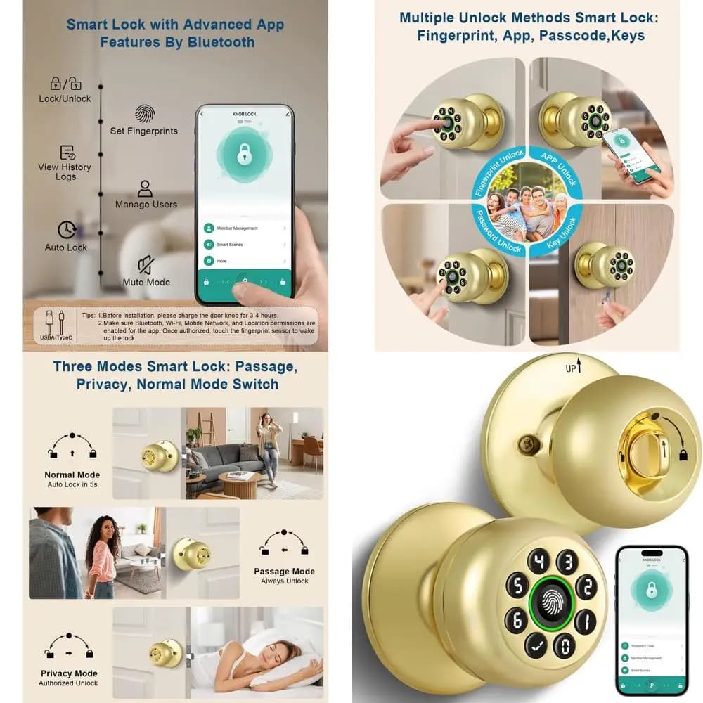 Serratura Intelligente Biometrica con Impronta Digitale e Tastiera, Controllo App, Chiusura Automatica e Inserimento Codice per Casa e Ufficio