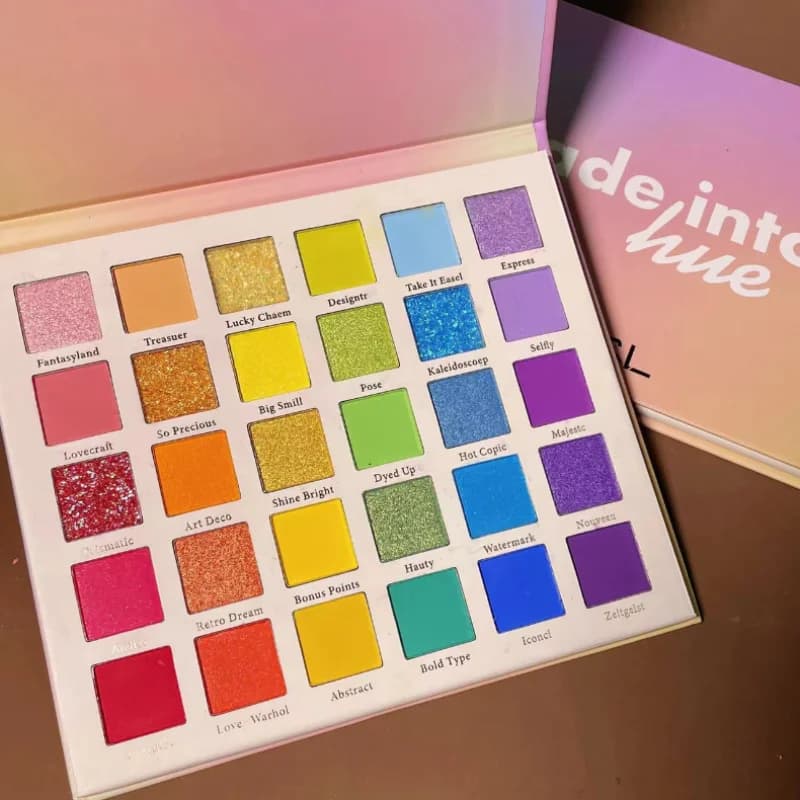 Rainbow 30 Color Glitter Eyeshadow Palette Shimmer sequins Pearlescent Eye Makeup Tone Palette for Women Lasting Waterproof