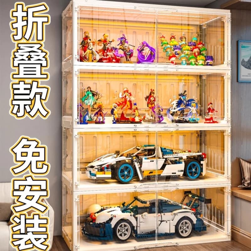 Figura di installazione gratuita LEGO vetrina trasparente con espositore per giocattoli modello leggero applicabile