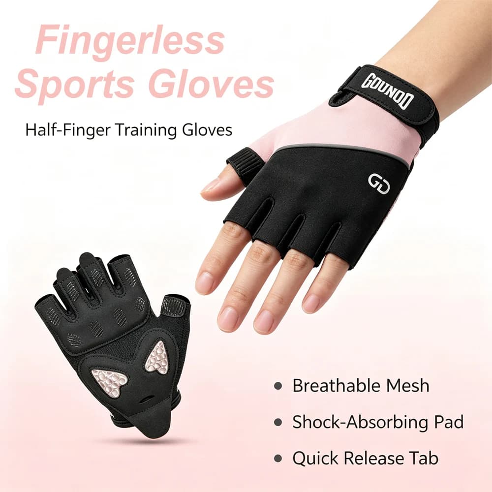 Callus-Proof Workout Hand Wear, 1Pair Reinforced Palm-Padding Half Gloves for Barbell, Kettlebell & Endurance Exercise