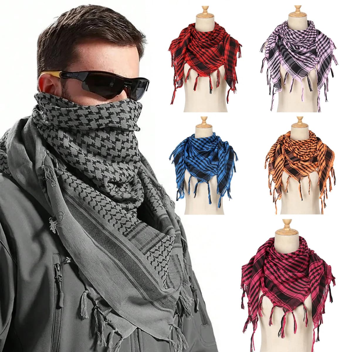 2024 Nuovo Plaid Sciarpa Hijab per Gli Uomini e Le Donne Arabo Deserto Foulard Morbido Tattico Sciarpe Da Trekking Unisex Turbante Scialle Militare