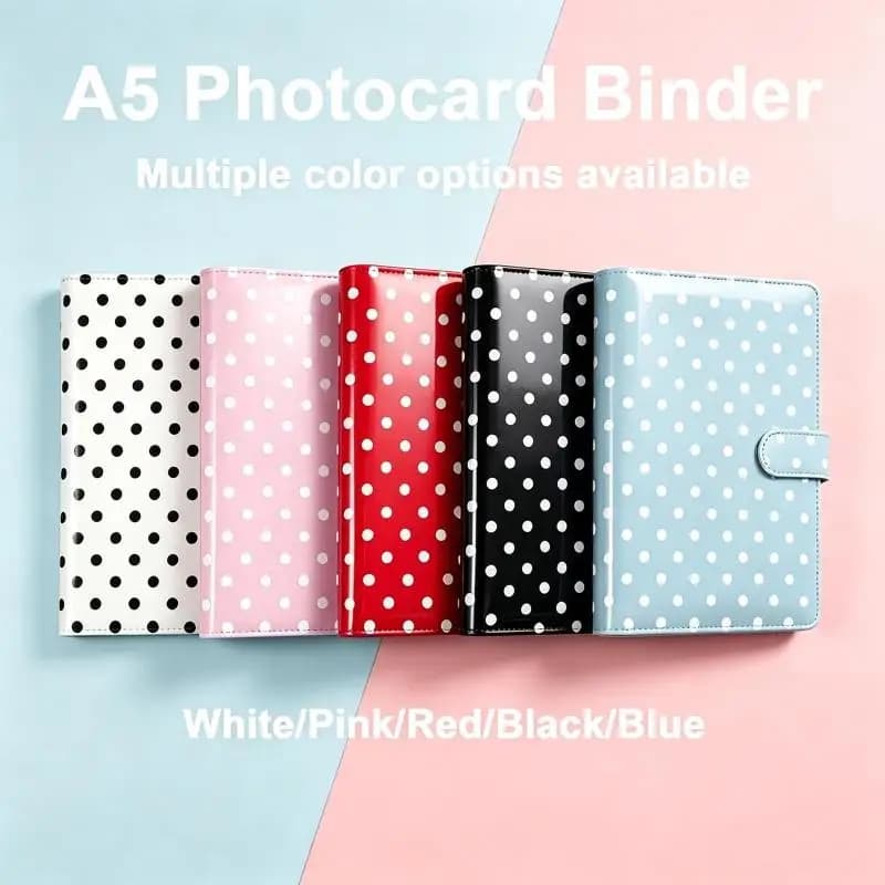 Solid Color Polka Dot Loose Leaf Storage Book Photo Card Folder Outer Shell+25pcs Four Grid Inner Pages For Organizing Cards
